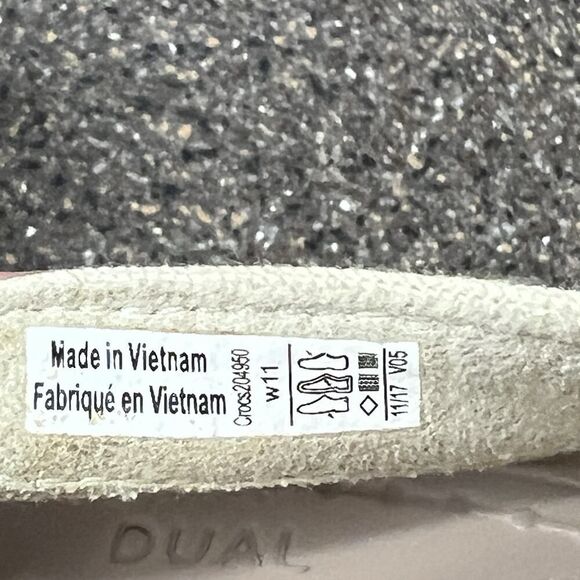 Crocs Dual Comfort Sandals Women's Size 11 Canvas Ivory Ankle Strap Wedge Casual - Picture 10 of 11